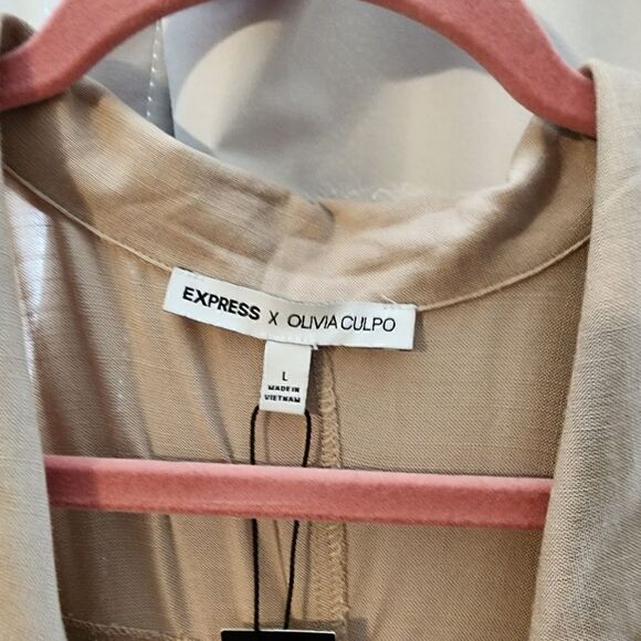 Express X Olivia Culpo Womens Khaki Jumpsuit Size Large NWT - Picture 12 of 14